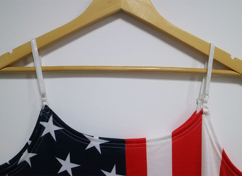 Color Block Asymmetrical Maxi Dress Sleeveless American Flag Print Elegant Style Wholesale Available