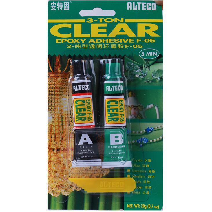 供应安特固AB胶5分钟 透明环氧AB胶F-05 绿色纸卡