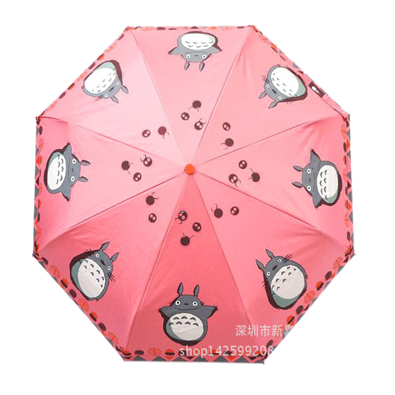 comic Totoro sunshade originality Sun umbrella fully automatic Silver plastic advertisement Umbrella customized logo