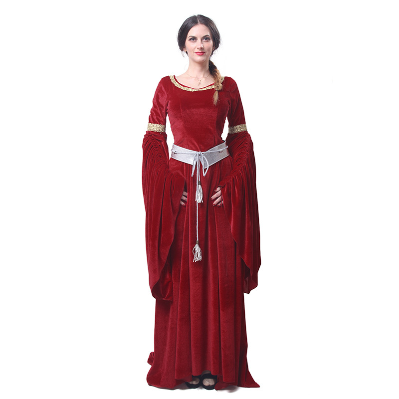 欧美复古女款长裙宫廷服中世纪欧洲贵族女性连衣裙 阿里巴巴
