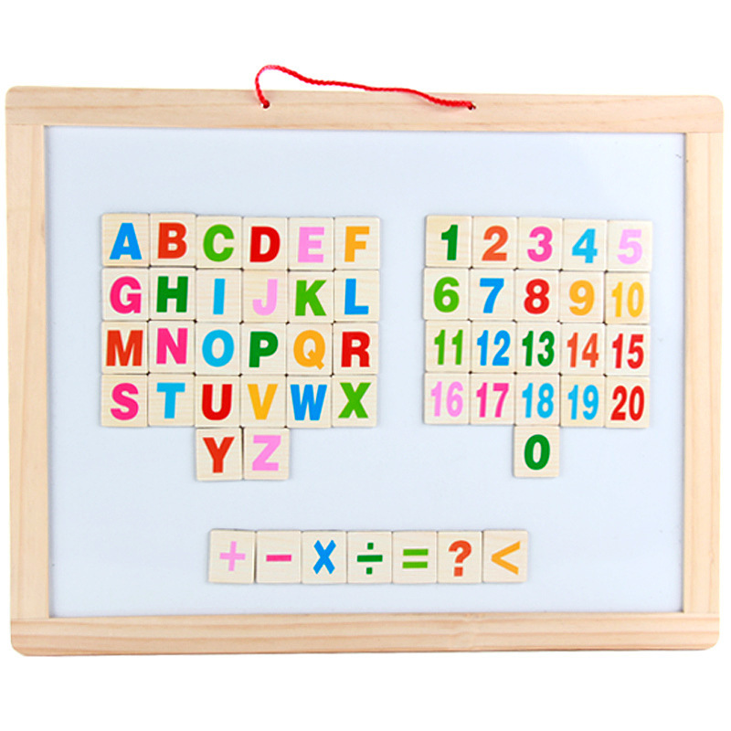 Inteligencia de educación temprana multifuncional de doble cara colgante de madera magnética para niños tablero de dibujo bosquejo tablero de escritura pizarra 3-6 años