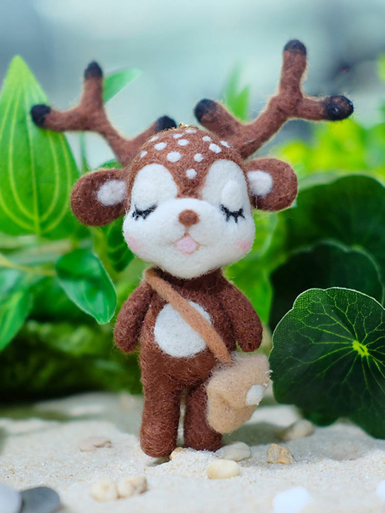 羊毛毡戳戳乐diy 手工制作材料包套装 小动物鹿挂件公仔初学新手|ms