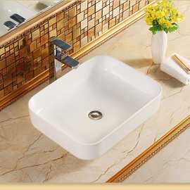 厂家台上盆 新款薄边陶瓷洗手盆 酒店家用智洁釉面方形台上盆
