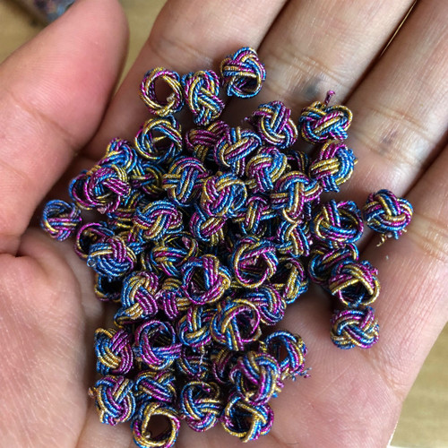 Handmade 6/8MM gold and silver thread pineapple knot colorful cord bracelet necklace diy accessories 