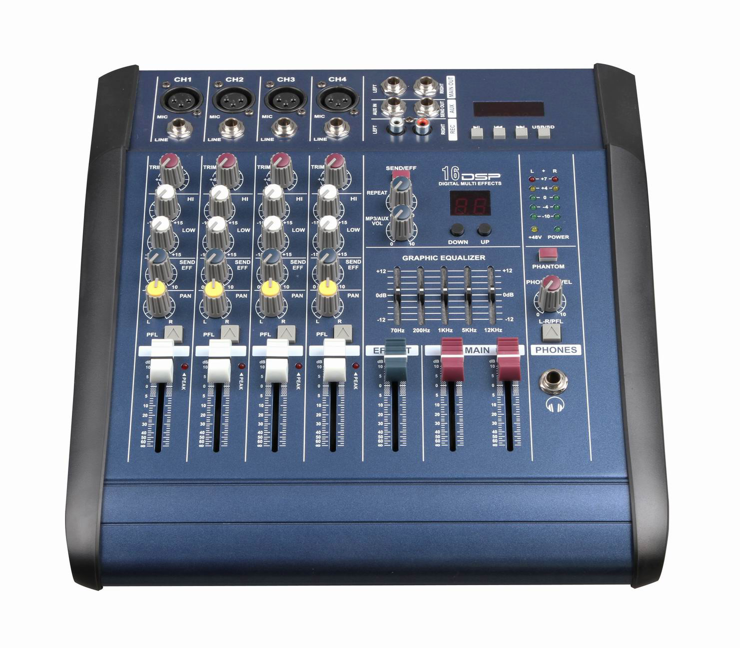 Mezclador profesional mezclador de alta potencia con amplificador de potencia integrado con USB MP3 Equipo de Rendimiento de la etapa