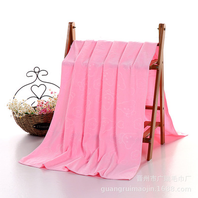 超细纤维200克卡通小熊压花浴巾男女学生抹胸游泳速干吸水大毛巾|ru