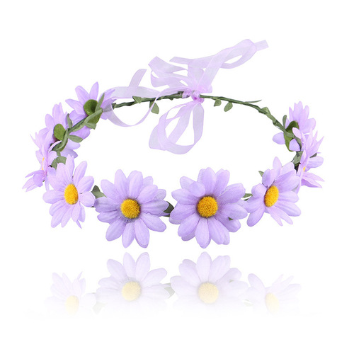 2pcs Small daisy flower hair accessory Scenic vacation photo accessories 9 Sunflower Children women Ribbon Garland Headdress