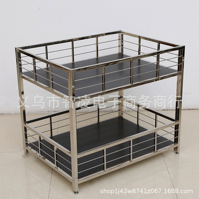 厂家直销大量超市花车甩卖货架双层鞋子衣服不锈钢双层促销台|ru