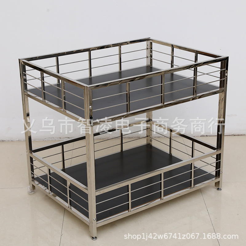 厂家直销大量超市花车甩卖货架双层鞋子衣服不锈钢双层促销台|ru