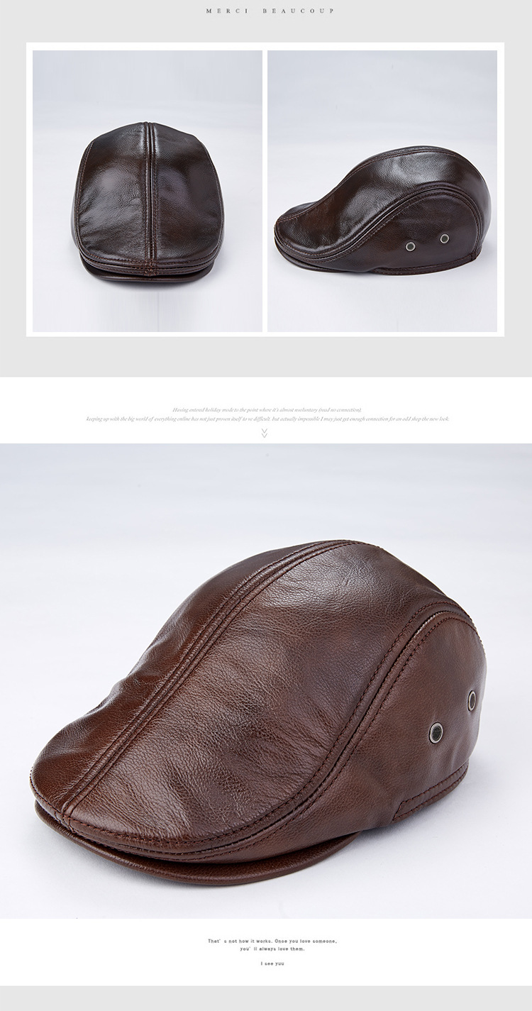 Leather Beret Cap Image 3