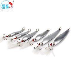 獵高 路亞餌 金屬亮片柳葉型鐵板綁毛銀色金屬餌假餌跨境金屬路亞