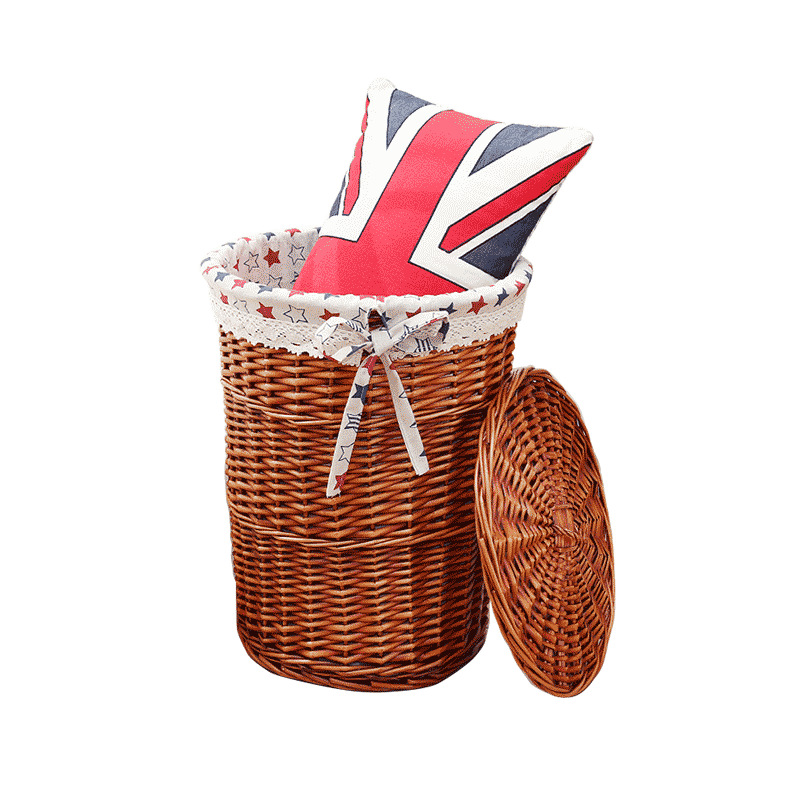 Cesta de lavandería Cesta de almacenamiento tejida de ratán con tapa Cesta de lavandería de mimbre cesta de lavandería tejida