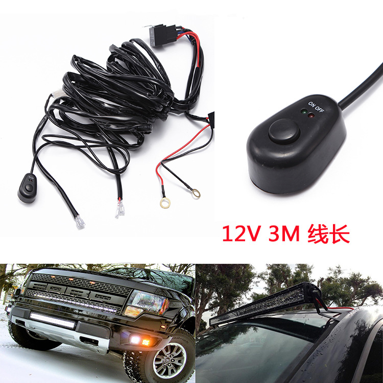 Modificación del coche una arrastre dos 12V 3 M flash LED tira luz interruptor línea conjunto faro trabajo luz proyector cableado arnés cableado