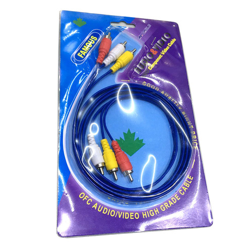 Factory direct sales blue three pairs of three audio cables 1.5 meters blister packaging 3RCA TO 3RCA