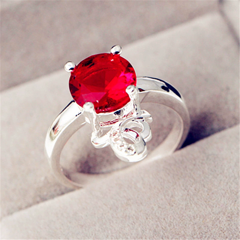 Европейская и американская мода серебряное кольцо персонализированные творческие властные инкрустированные циркон рубин ювелирные изделия трансграничное кольцо
