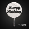 Acrylic Birthday Cake Respuent Round pattern happy Creative Cake Decoration Plug -in Customized Cake Cake Flag