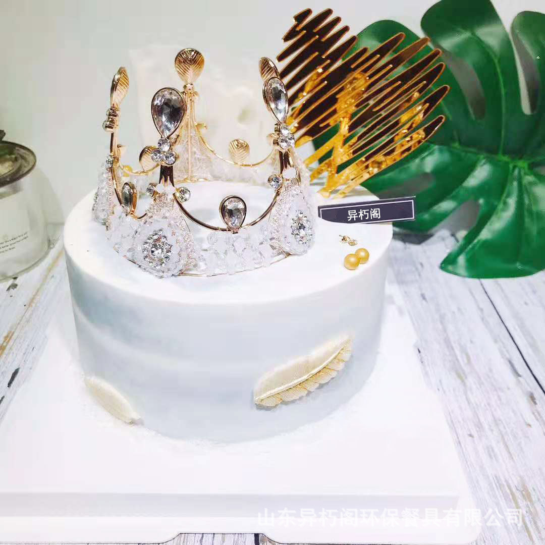 爆款烘焙蛋糕装饰皇冠 纯手工蕾丝珍珠女王皇冠头饰发箍 烘焙摆件|ms
