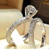 Fashionable metal wedding ring for beloved, accessories, suitable for import, new collection, European style, diamond encrusted, wish