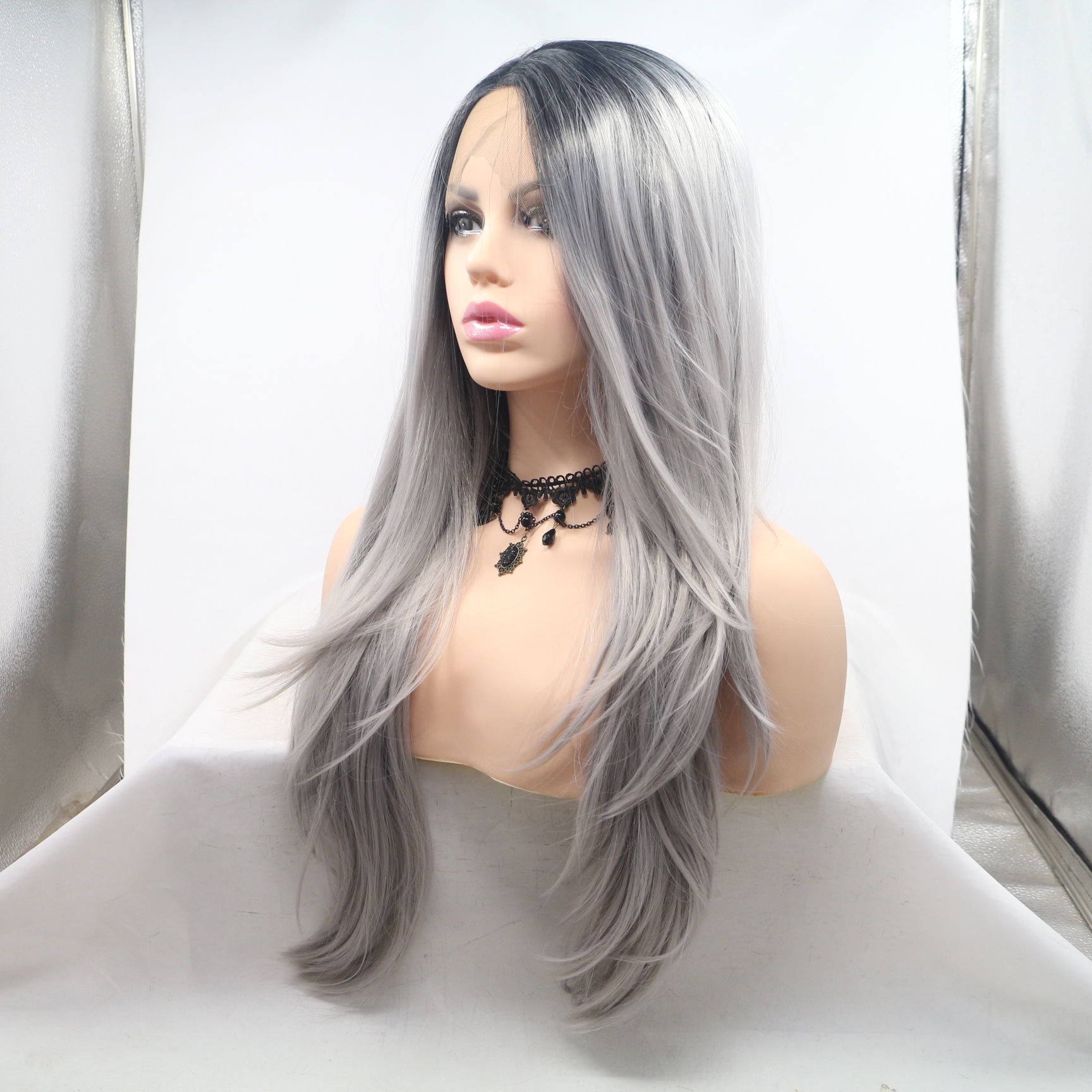 NEWLOOK PW1075 nueva moda peluca de cabello largo peluca de encaje peluca de enseñanza