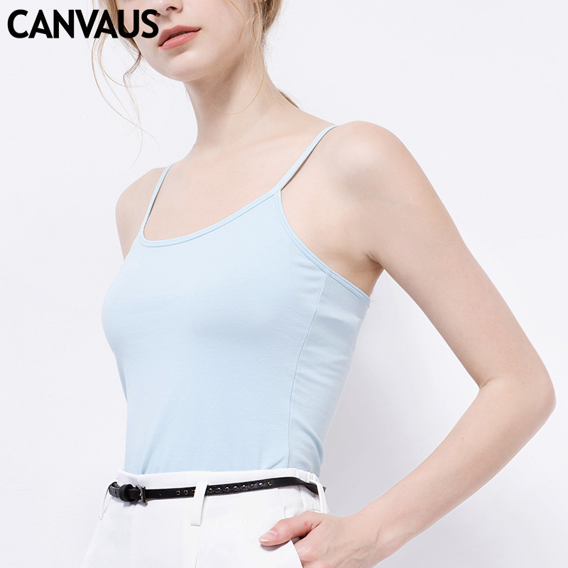 Summer Solid Color Slim-Fit Cotton Base Layer Women's Tank Top Camisole Wholesale V112B Versatile Casual All-Match
