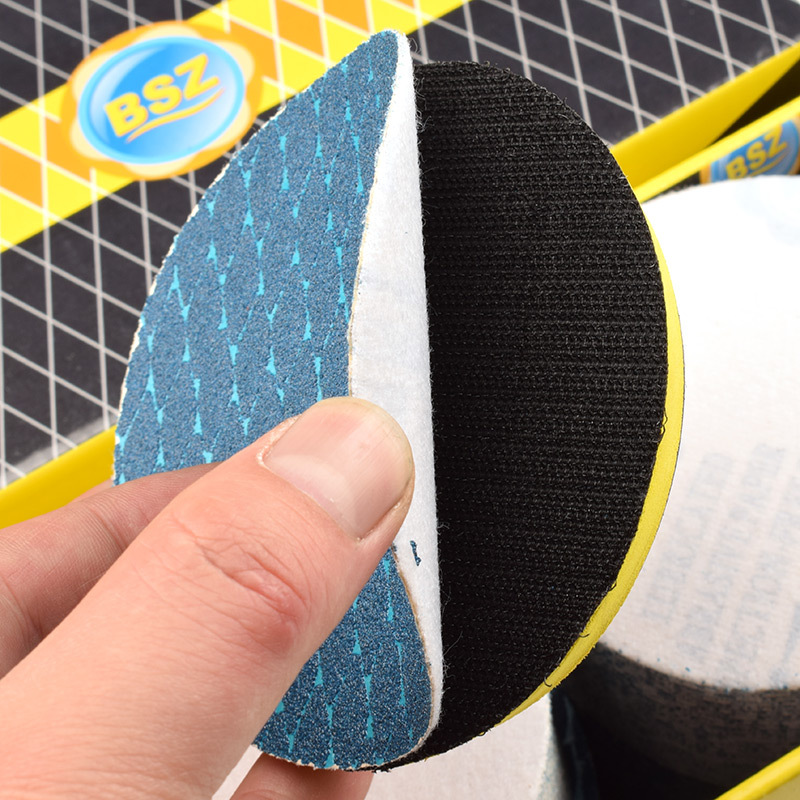 背绒圆盘砂BSZ强防堵绿色菱形自粘式砂盘5寸背植绒打磨抛光拉绒片