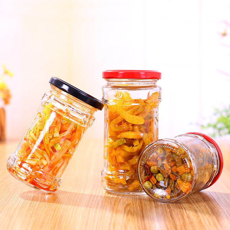 厂家批发酱菜玻璃瓶辣椒酱瓶老干妈瓶果酱菜瓶透明蜂蜜罐带盖定制