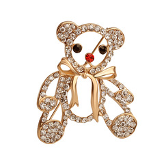 歐美卡通可愛縷空小熊鑲鑽時尚合金胸針 學生衣飾大衣配飾 Wish