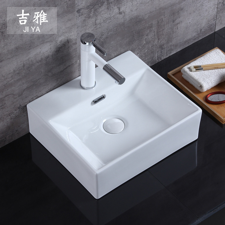 Blanco cuadrado mesa de cerámica lavabo cuarto de baño lavabo arte cuenca 211B