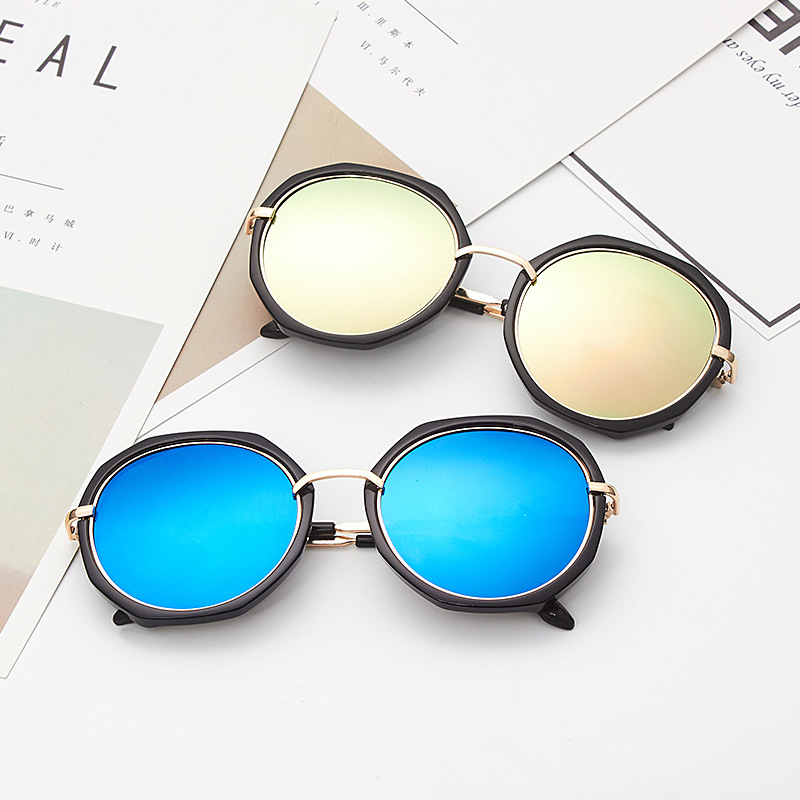 Colorful fashion Sunglasses Korean Edition Polygon lady Sunglasses Retro personality Sunglasses Trend