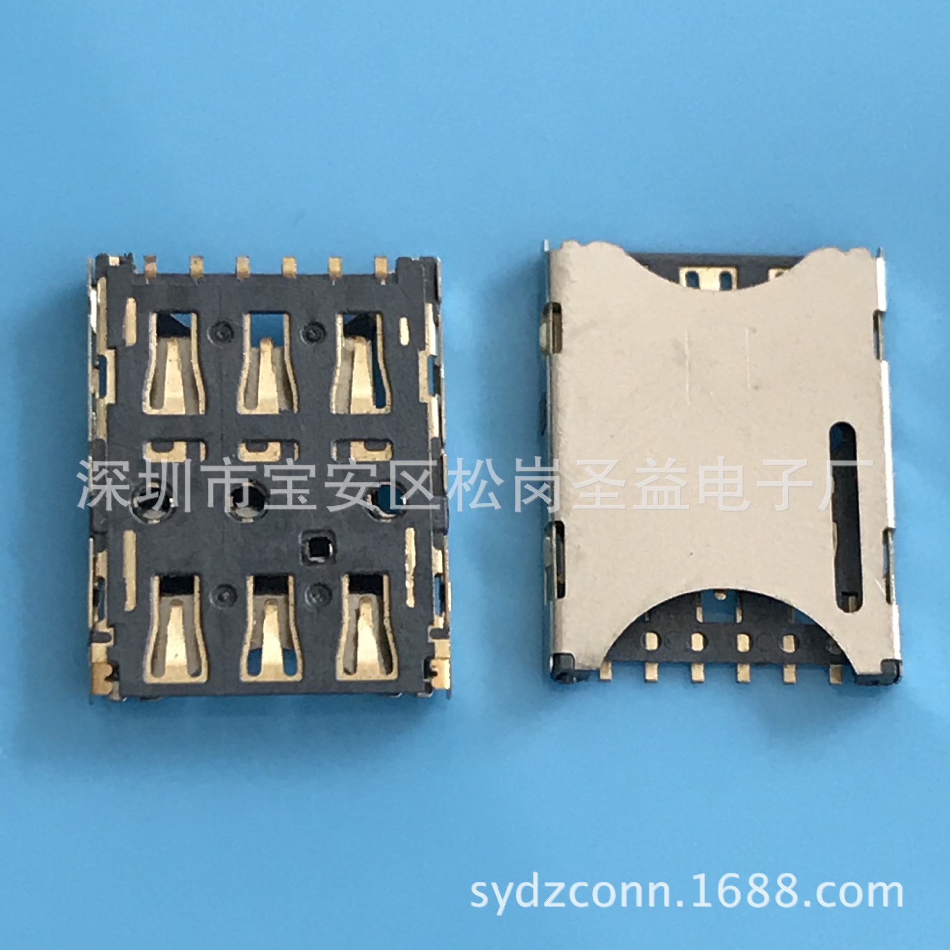 SIM卡座 自弹式6+1P贴片外焊 SIM PUSH卡座 7P卡座SMT带定位柱-阿里巴巴