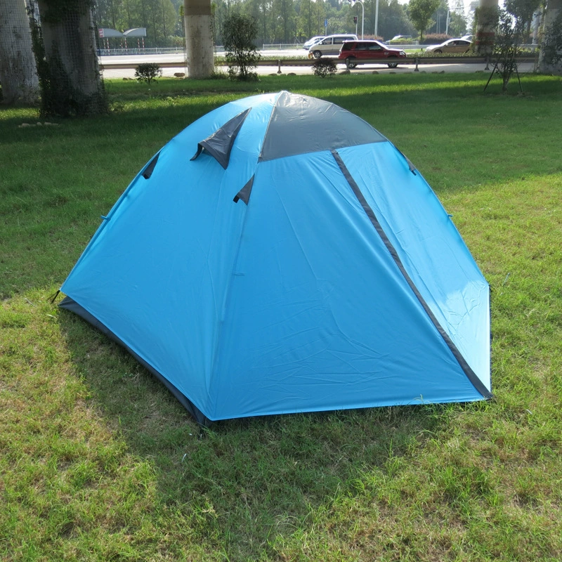 Blue windproof double-layer travel tent for double for beloved