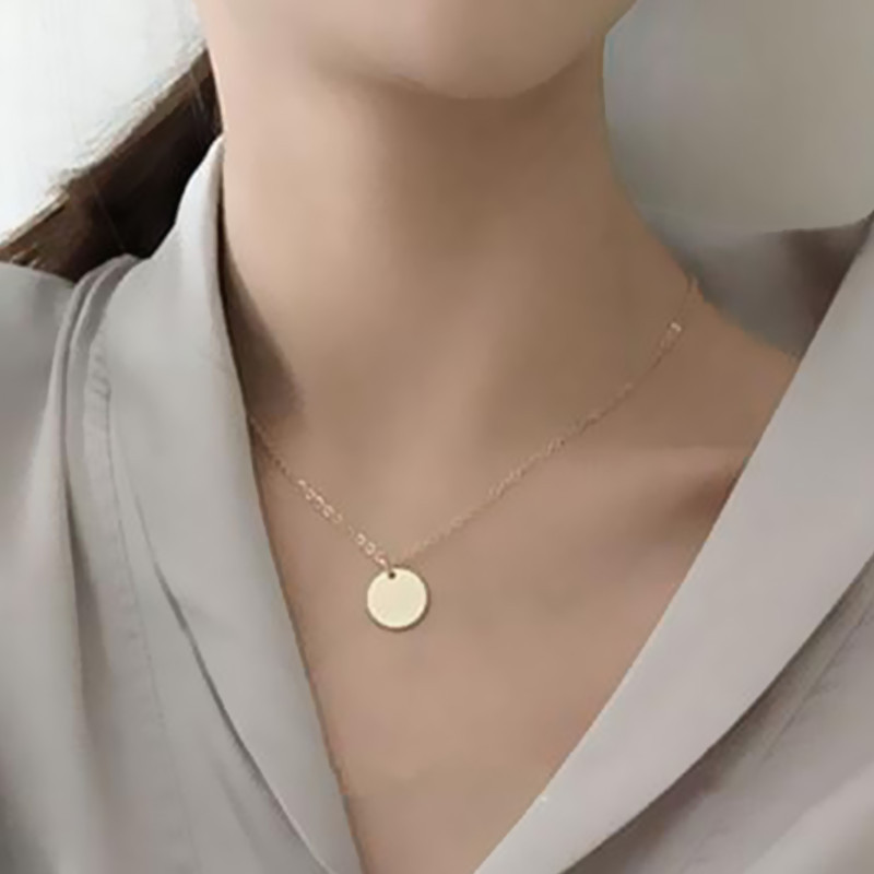 fashion creative elegant gold small disc short necklace