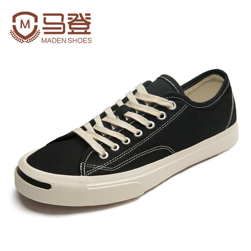 Open smile canvas shoes for women summer new shoes ins versatile casual flat bottom trendy shoes niche couple black sneakers