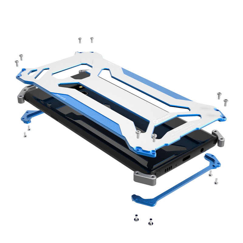 R-Just Gundam Aerospace Aluminum Contrast Color Shockproof Metal Shell Outdoor Protection Case for Samsung Galaxy Note 9