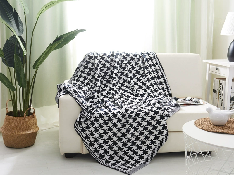 Chăn sofa phong cách Bắc Âu in chăn bông hình học mùa xuân và mùa thu chăn bông chăn chăn giải trí houndstooth 3 màu - Ném / Chăn