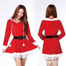 红色圣诞女郎猫女郎圣诞制服 圣诞节套装$X2舞台服、表演服货源类