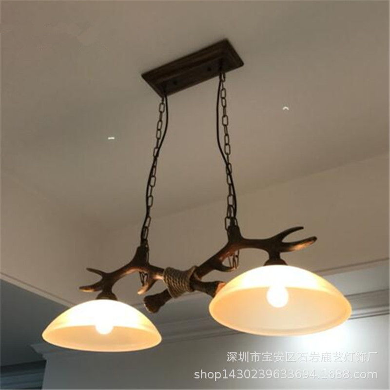 美式乡村鹿角吊灯别墅过道树脂餐厅咖啡厅吧台创意客厅灯饰鹿角灯-阿里巴巴