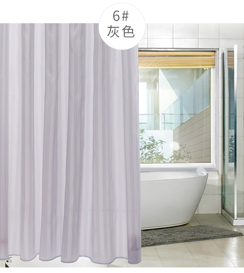 工厂现货速发成品条纹绸缎阴阳条加厚浴帘尺寸shower curtain详情28