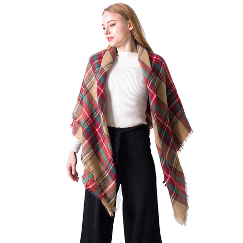 Seasonal cashmere enlarged double-sided colorful Plaid square scarf scarf women's shawl