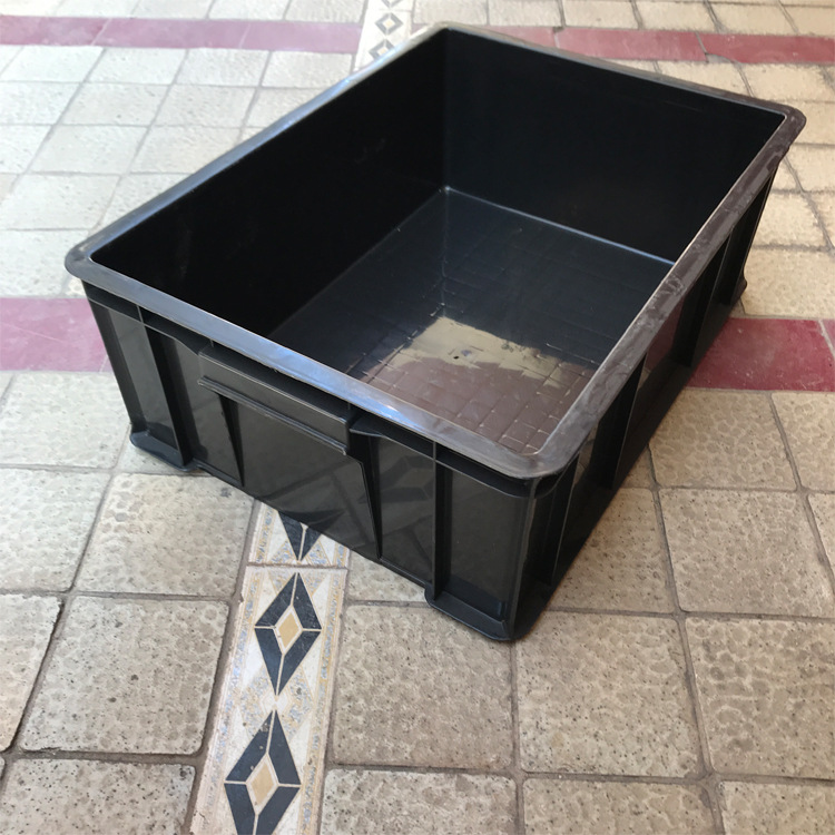 防静电塑胶周转箱 615*425*200全新黑色胶箱五金电子厂零件储物箱