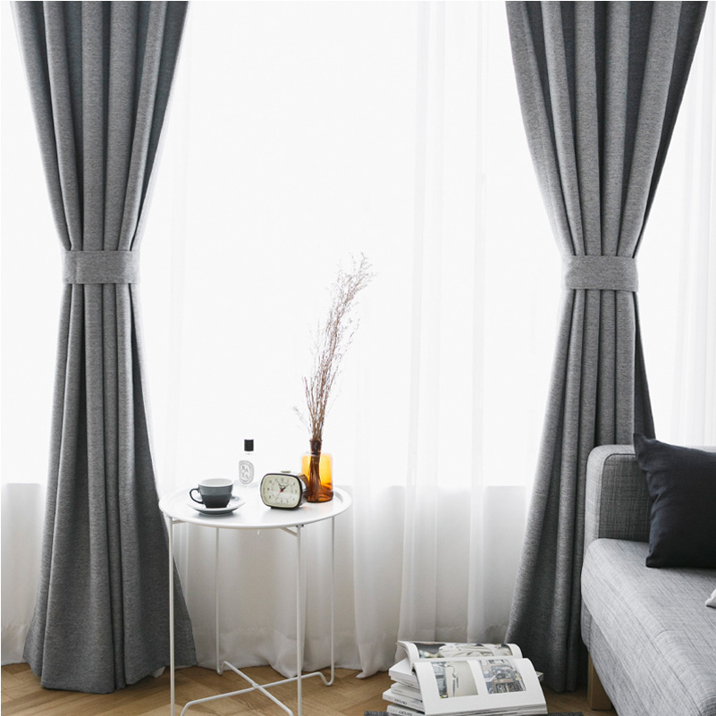 Modern minimalist Solid Cotton and hemp hotel curtain Northern Europe shading finished product Bedroom curtains cloth customized Manufactor Direct selling