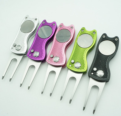 铝柄折叠式高尔夫球叉弹簧高尔夫叉高品质高尔夫果岭叉礼品球叉|ru