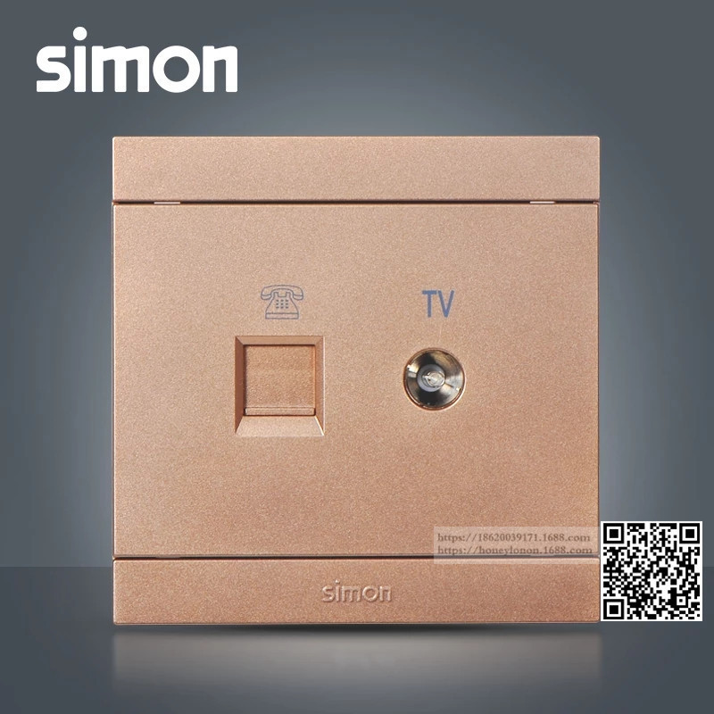 Simon/西蒙 i3系列 电视电话插座(香槟)315301-44