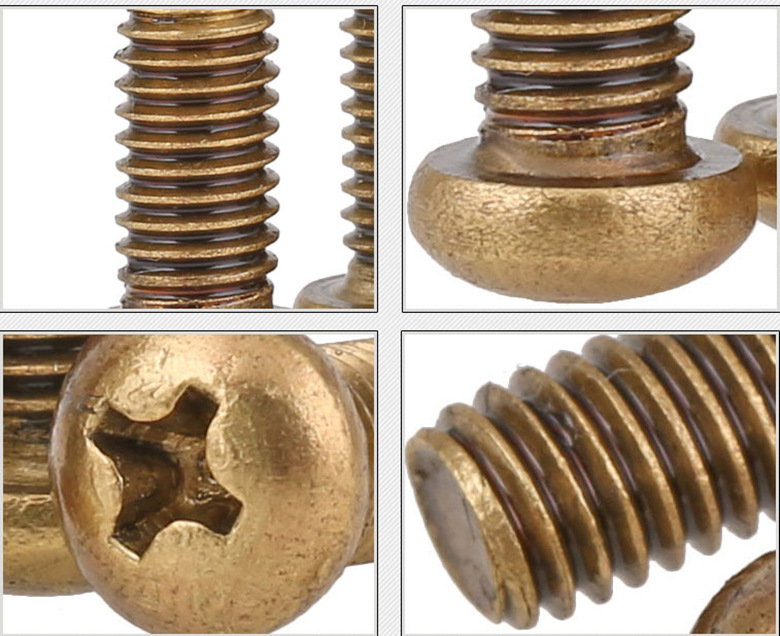 十字盘头铜机螺丝 十字铜机丝螺栓 铜圆头螺钉/盘头铜螺丝钉 M3