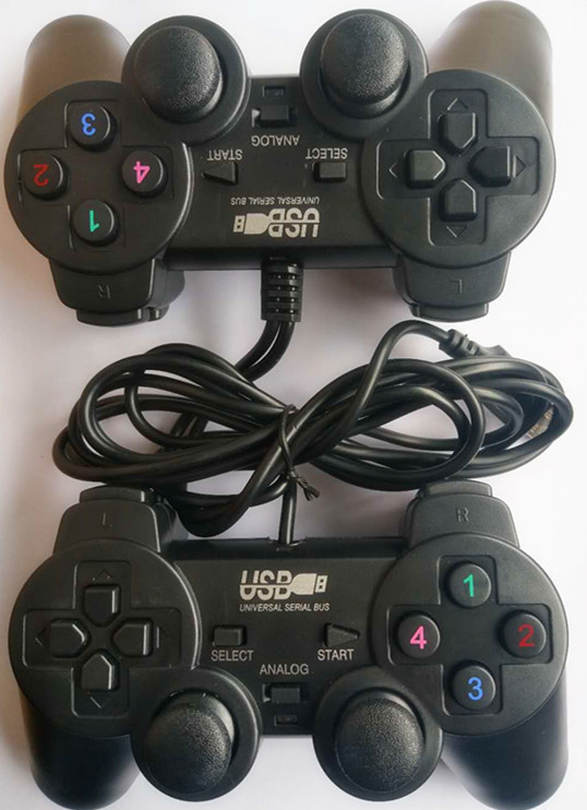 Fábrica en stock Ventas Directas usb208 negro dobles solo mango de choque PC manija del juego de ordenador