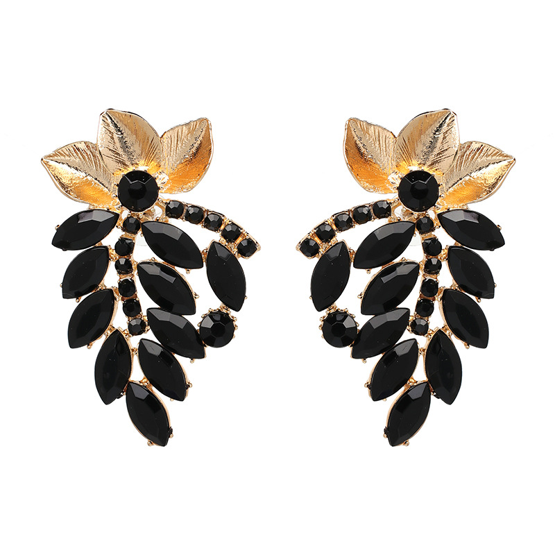Crystal&CZ Fashion Geometric earring(black) NHJJ4943-black