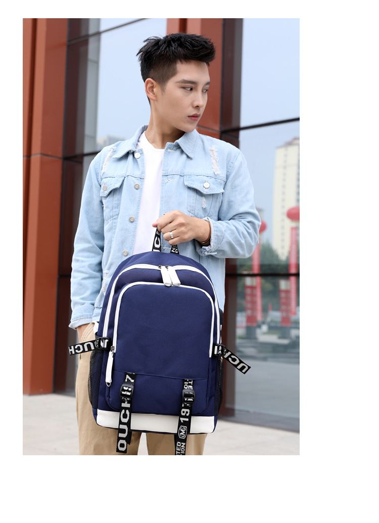 Men's Medium All Seasons Oxford Cloth Solid Color Fashion Square Zipper Functional Backpack display picture 4