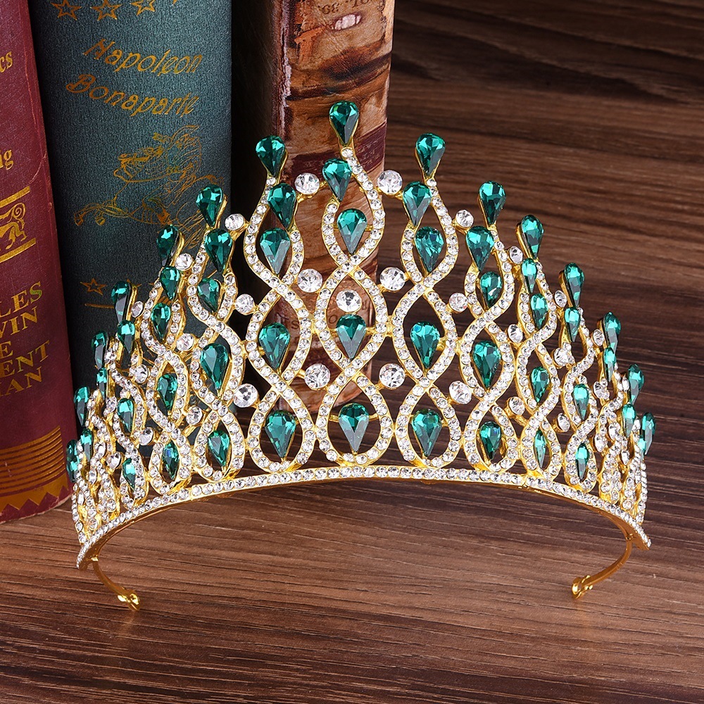 460g Weight Crown Hair Accessories Type Rhinestones Inlay Material 1 Piece Quantity Daily Occasion Alloy Material Water Droplets Pattern Women'S Gender Inlay Design Fashion Style Fashion Water Droplets Alloy Inlay Rhinestones Crown 1 Piece 7