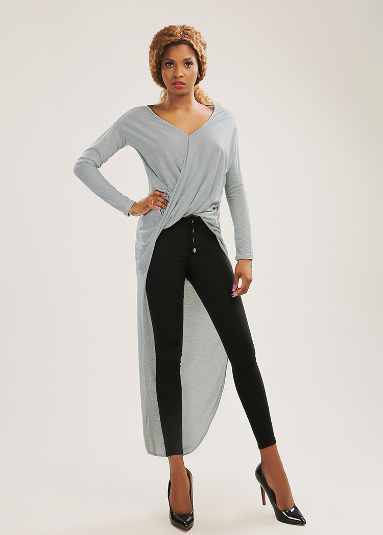 Sexy Bandage Dress Long Sleeve Asymmetrical Hem Fashionable Cross Design Autumn Collection Wholesale Available