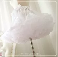 Бескостная подъюбник‑пуховка белая, японский soft‑girl стиль, резинка талии ~110 см, высота 40 см